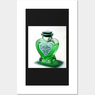 Alchemy Love elixir potion - green potion heart bottle Posters and Art